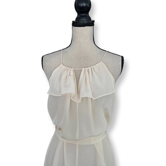 Loubarok LBK Beige Ruffle Sheer Fabric Dress Size 38 / VIBE - Picture 3 of 6